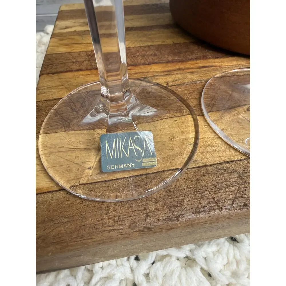 VTG MIKASA Icicles Crystal Long Stem Tulip Shaped Candlestick Holder Set of Two